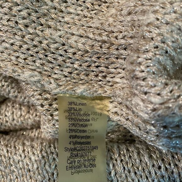 #510 ALICE + OLIVIA Linen Metallic Blend Loose Fit Sweater - Picture 9 of 12